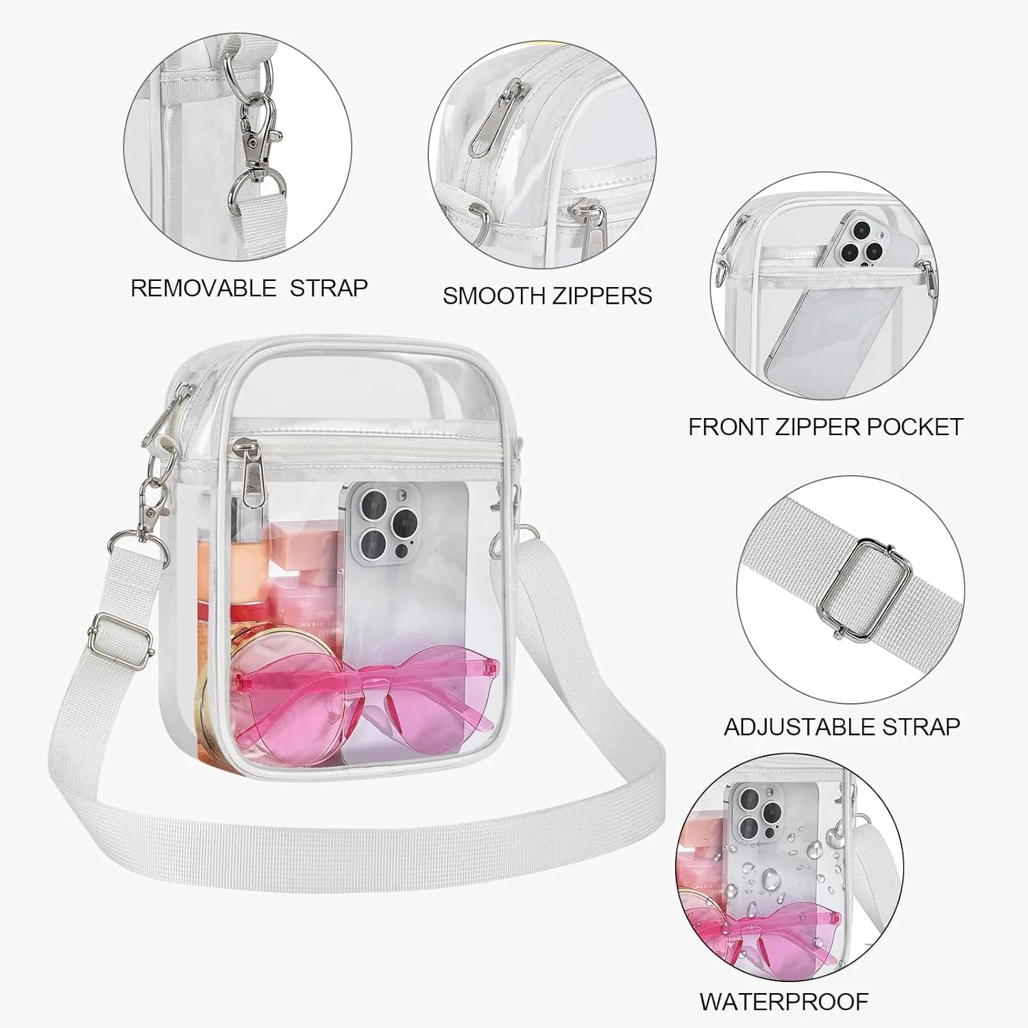 USPECLARE Clear Purse Stadium Approved CrossBody Bag for Men and Women
