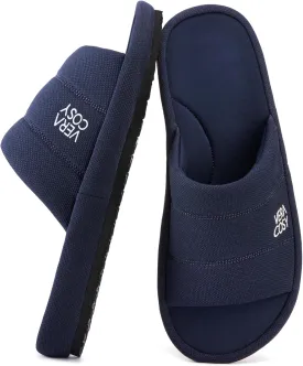 VeraCosy Men's Open Toe Slippers Breathable Corn Knit Memory Foam with Non Slip Sole