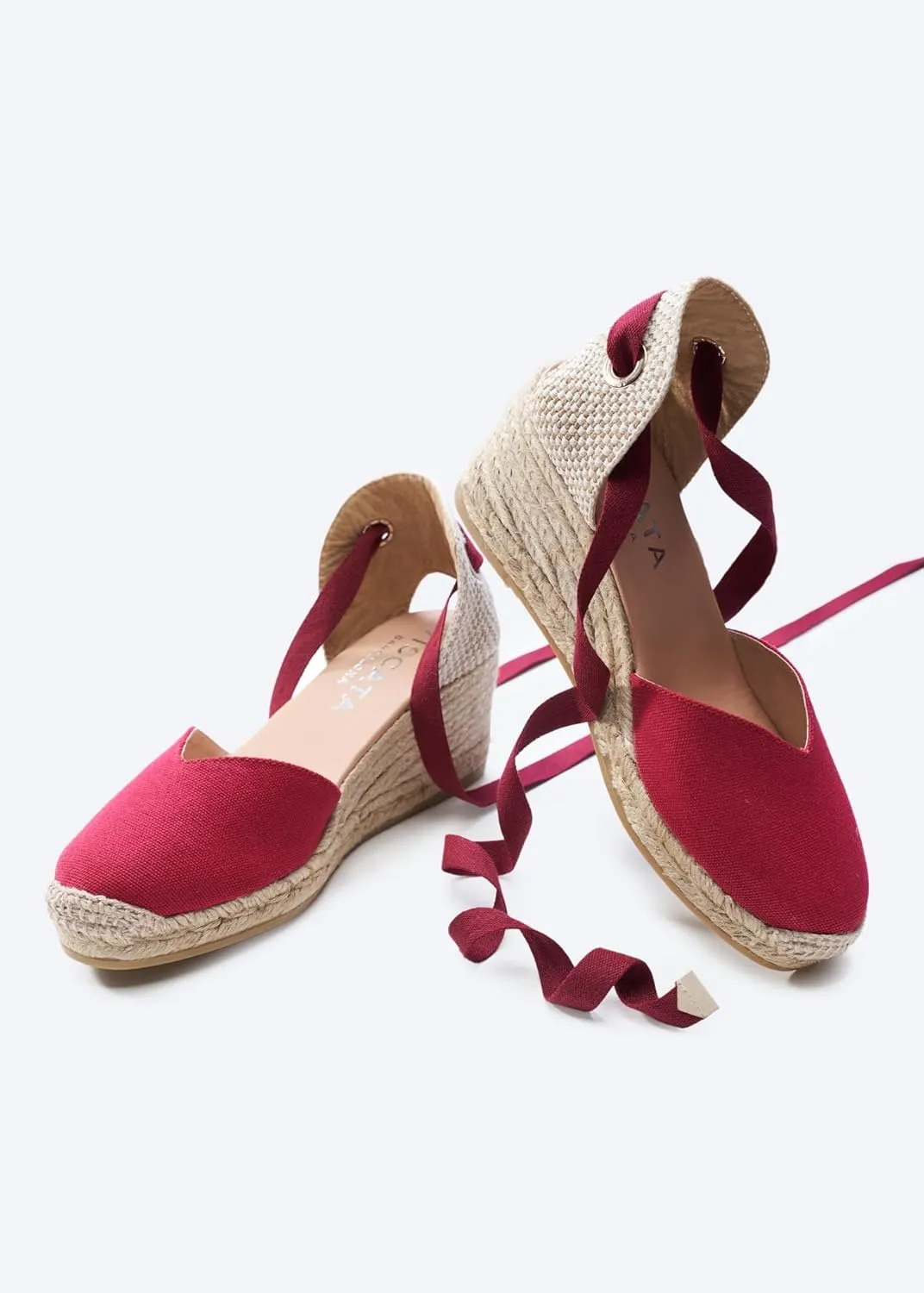VISCATA Gava Canvas Wedge Handmade 2  Heel Women's Sandals with Breathable Cotton Canvas V-cut Vamp and 100% Natural Jute Midsole for all Casual Occasions