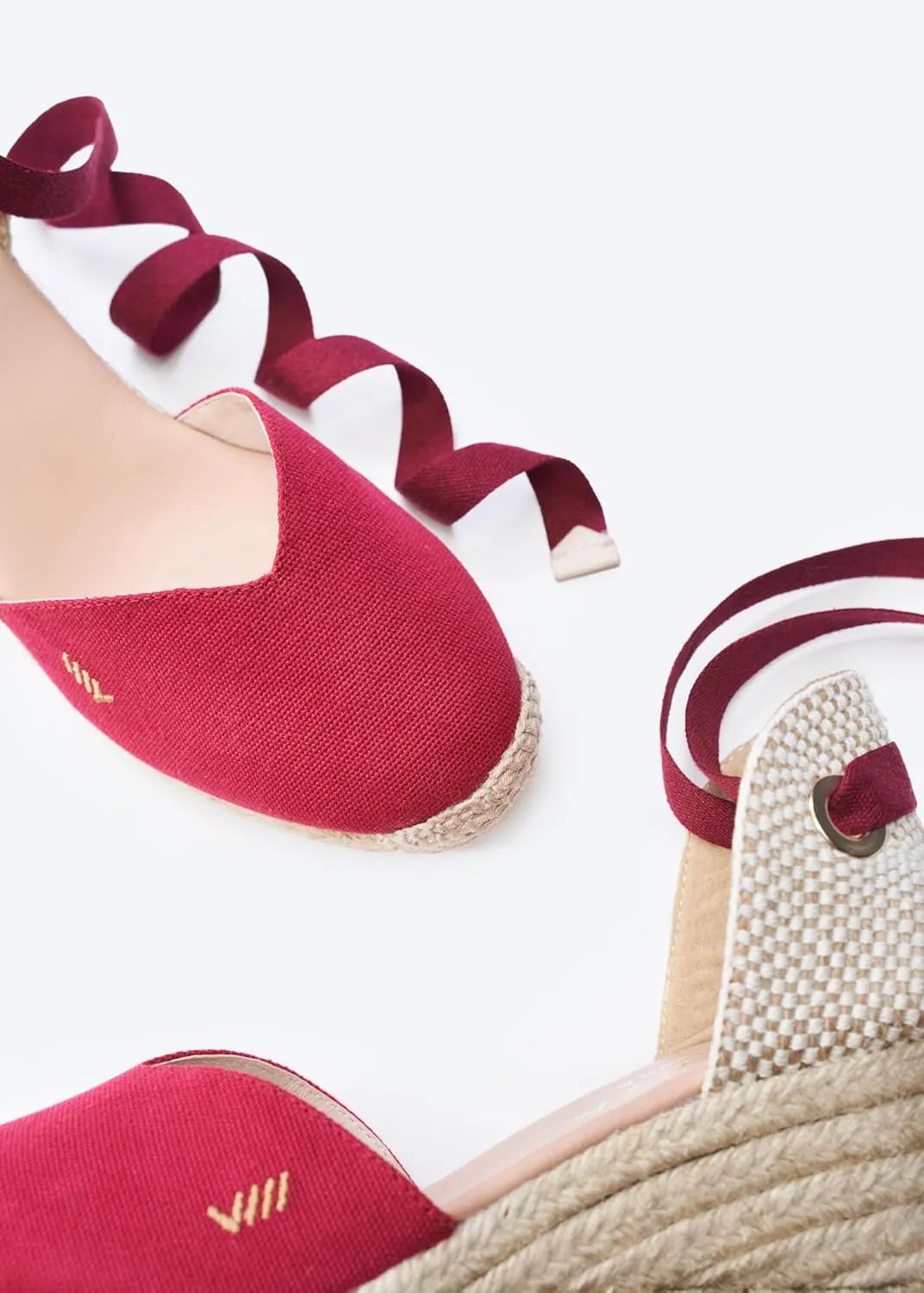 VISCATA Gava Canvas Wedge Handmade 2  Heel Women's Sandals with Breathable Cotton Canvas V-cut Vamp and 100% Natural Jute Midsole for all Casual Occasions