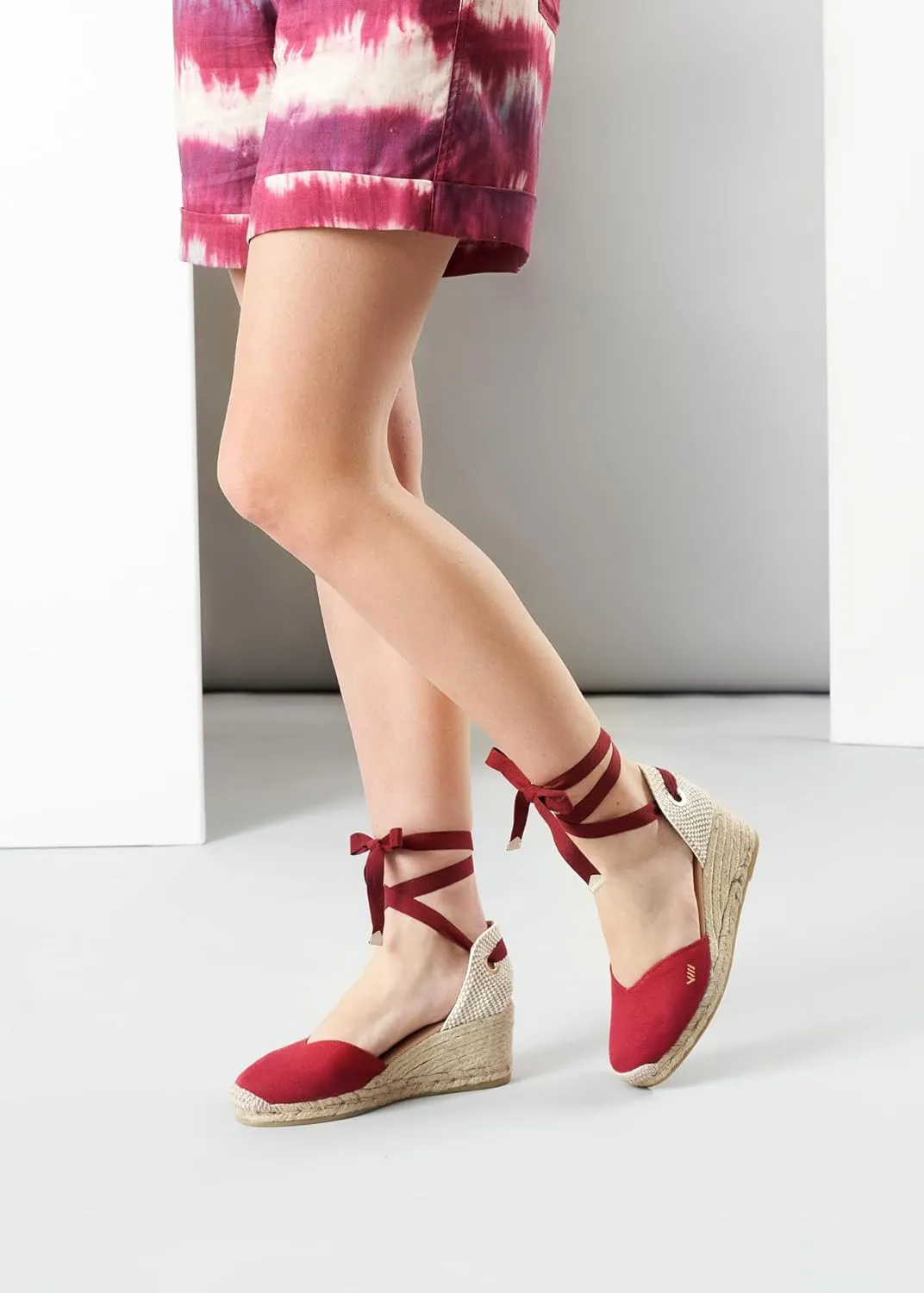 VISCATA Gava Canvas Wedge Handmade 2  Heel Women's Sandals with Breathable Cotton Canvas V-cut Vamp and 100% Natural Jute Midsole for all Casual Occasions