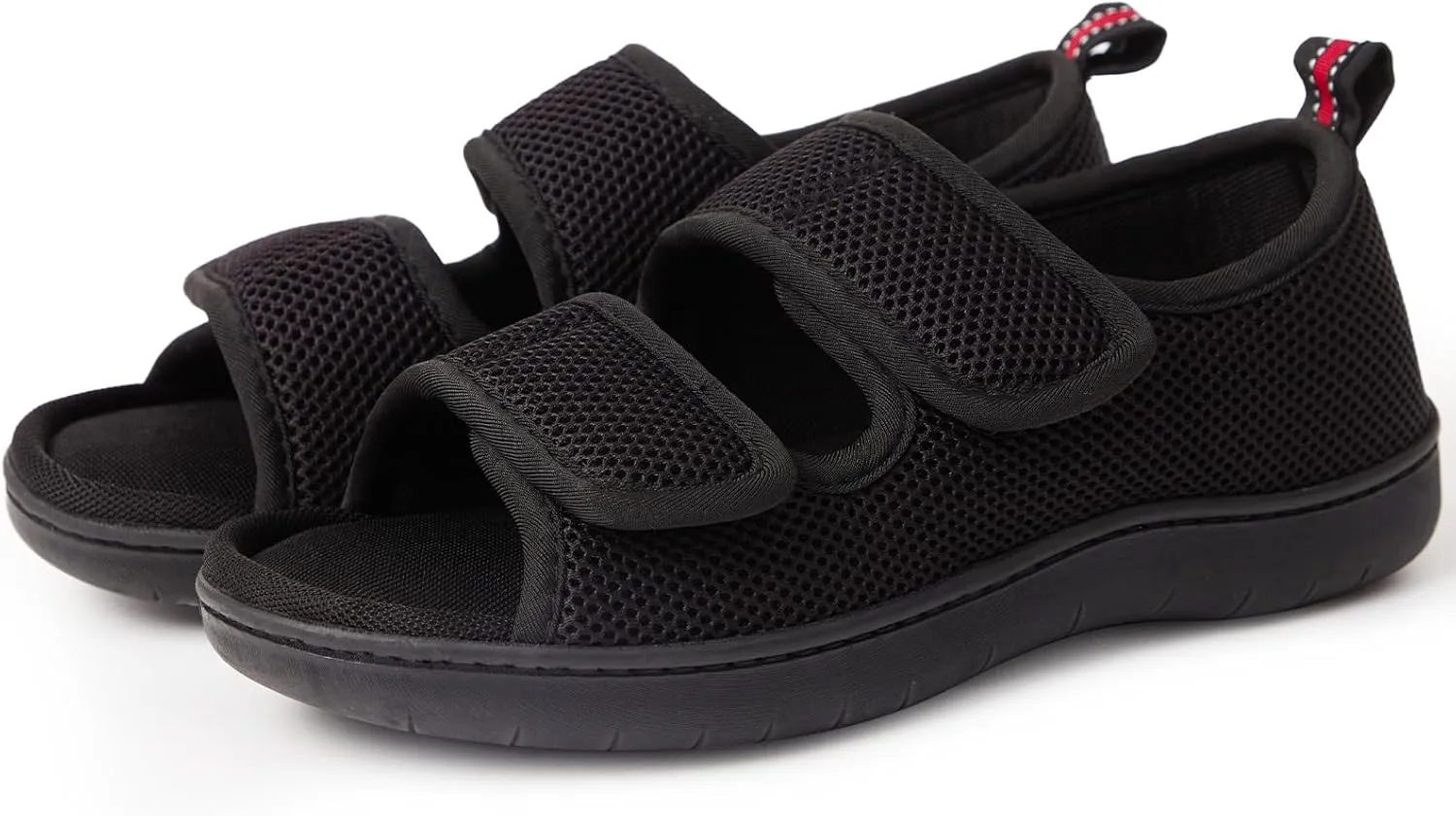 WALKFUN Arch Support Mesh Adjustable Diabetic House Shoes Open Toe Closed Back Slip-on Indoor Slippers for Men and Women Outdoor