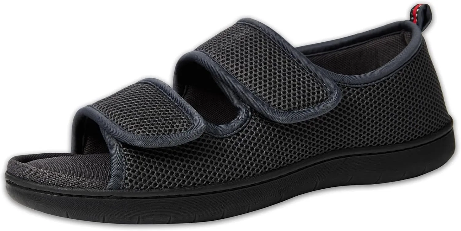 WALKFUN Arch Support Mesh Adjustable Diabetic House Shoes Open Toe Closed Back Slip-on Indoor Slippers for Men and Women Outdoor