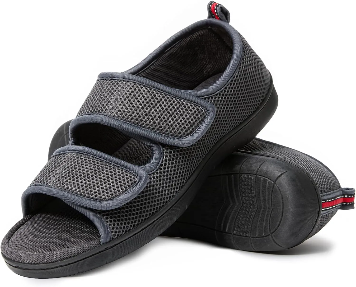 WALKFUN Arch Support Mesh Adjustable Diabetic House Shoes Open Toe Closed Back Slip-on Indoor Slippers for Men and Women Outdoor
