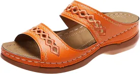 Women Wedge Platform Sandals Open Toe Slip On Boho Sandal Two Strap Summer Casual Slides Rubber Sole Beach Shoes