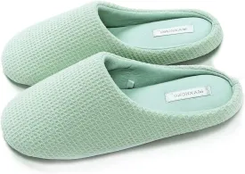Womens Cotton Lightweight House Slippers With Memory Foam, Washable & Cozy Slip On