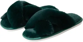 Womens Cross Band Slippers Cozy Furry Fuzzy House Slippers Open Toe Fluffy Indoor Shoes Outdoor Slip on Warm Breathable Anti-skid Sole