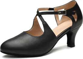 Women's Cross Strap Character Shoes Non-Slip Latin Salsa Dance Shoes Ballroom Performence Dancing Shoes