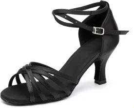Women's Dance Shoes Latin Salsa Bachata Tango Practice Ballroom Dancing Shoes Wedding Performance Dress Shoes with Soft Suede Sole 2.76'' Heel