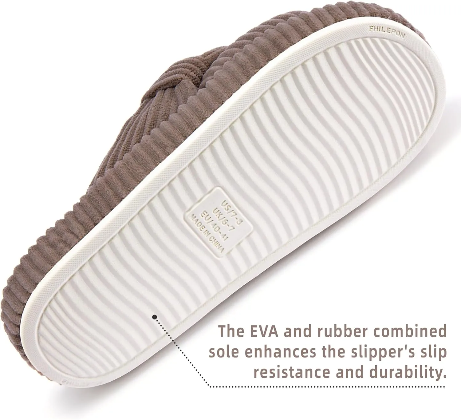Women's House Slippers Corduroy Indoor Slippers Memory Foam Bedroom Open Toe Slippers Cross Band House Shoes
