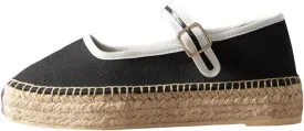 Women's Mary Jane Espadrilles Flats Platform Espadrilles Woven Outsole Shoes Canvas Flats