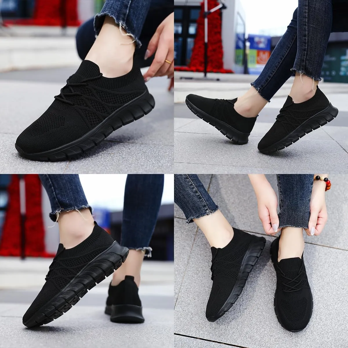 Womens Running Shoes Casual Slip on Breathable Lightweight Walking Tennis Sneakers Comfortable Fashion Athletic Sports Gym Trainers